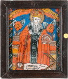 Sfantul Haralambie, Icoana pe sticla , atelier din Scheii Brasovului ,Secol 19