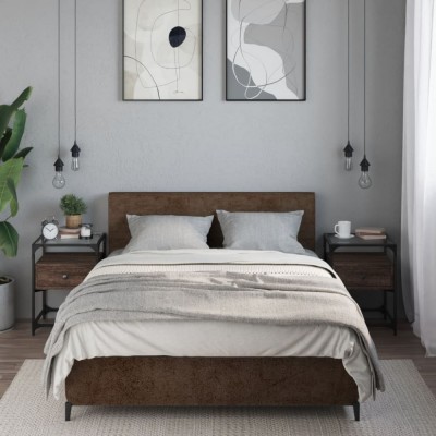 vidaXL Noptiere, 2 buc., stejar maro, 40x40x55 cm, lemn compozit foto