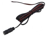 Cablu DC 5,5/2,1mm cu soclu drept negru, 2m, 2x0,5mm&sup2;