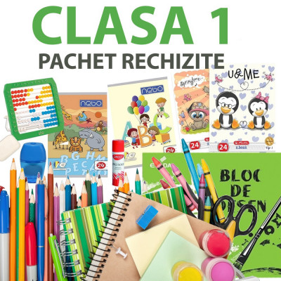 Pachet rechizite scolare pentru clasa 1, set complet pentru elevi cliclul primar, 22 piese foto