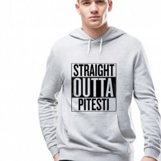 Hanorac Barbati Gri - Straight Outta Pitesti - XL