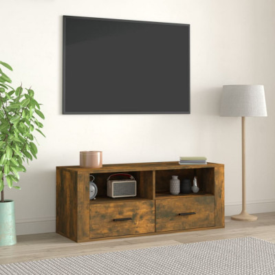 vidaXL Comodă TV, stejar fumuriu, 100x35x40 cm, lemn prelucrat foto