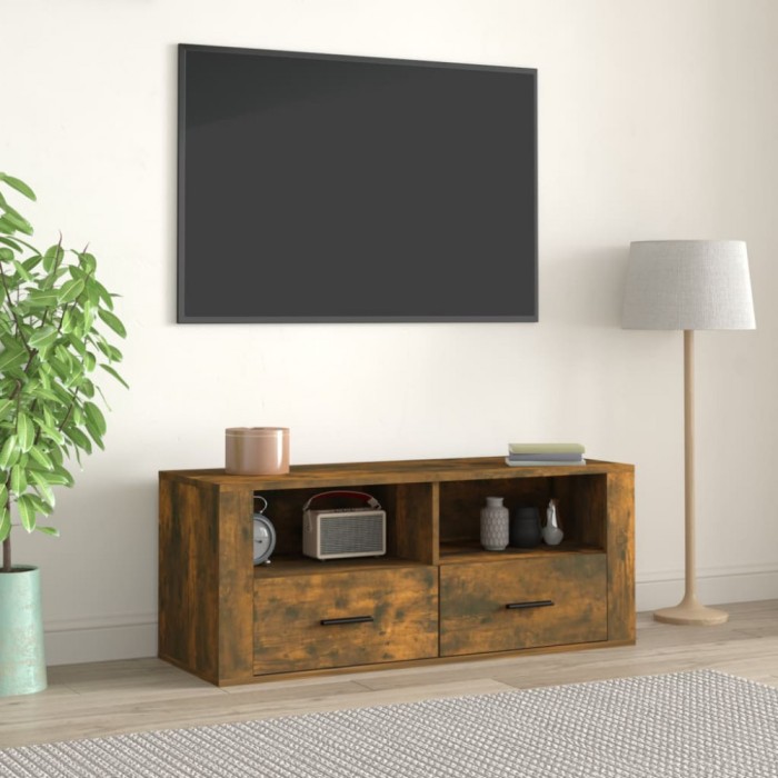 Gossi comoda tv, stejar fumuriu, 100x35x40 cm, lemn prelucrat