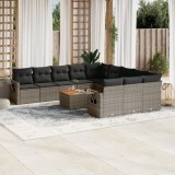 Gossi set canapea de gradina cu perne, 12 piese, gri, poliratan