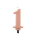 Lumanare aniversara model cifra, roz auriu metalic, 8 cm-Tip Cifra 1