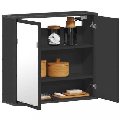 vidaXL Dulap cu oglindă pentru baie neagră 65x20x60 cm lemn prelucrat 849254 foto