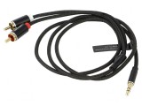 Cablu audio Jack 3,5mm la RCA x2, 1m, aurit, textil, Vention
