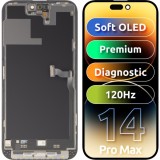 Cumpara ieftin Display cu Touchscreen MP compatibil cu Apple iPhone 14 Pro Max, cu Rama, Versiune Premium Soft OLED FHD 120Hz Diagnostic, Negru