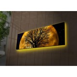 Tablou Canvas cu Led Luna Galbena fara Priza, Galben, 90x30 cm