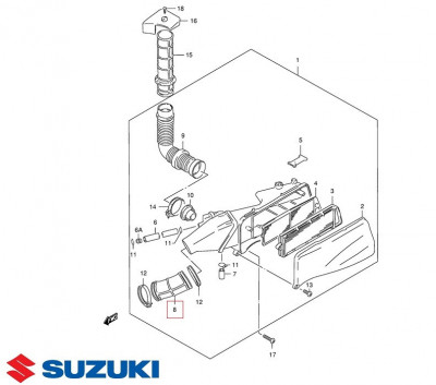 Racord carburator - filtru aer (cot carburetor) original Suzuki AN 125 (95-00) - AN 150 (95-99) 4T AC 125-150cc foto