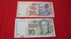 LOT BANCNOTE STRAINE CROATIA 10 , 20 KUNA 2001