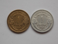 LOT 2 MONEDE DIFERITE FRANTA 1 FRANC-1940,1941 foto