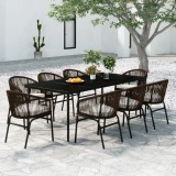 VidaXL Set de mobilier pentru grădină, 9 piese, maro