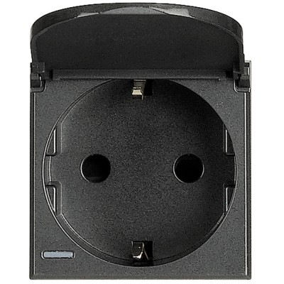 Priza schuko cu capac Axolute Bticino 2M iluminabila antracit HS4141PW foto