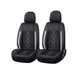Huse auto premium 5 locuri Carguard Deluxe piele ecologica perforata si textil - negru - alb