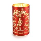 Candela Craciun sticla rosie aurie cu led 9x15 cm