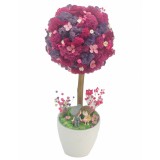 Aranjament floral tip Copacel Pomisor cu licheni naturali stabilizati si plante naturale criogenate si uscate, Eventissimi, Roz Mov , 36 cm, vaza cera