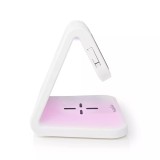 Ceas cu alarma Nedis incarcator wireless Qi lumina multicolora alb