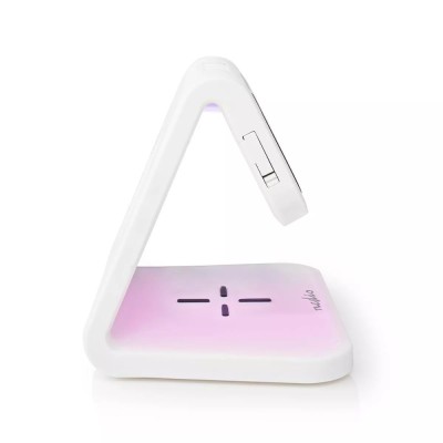 Ceas cu alarma Nedis incarcator wireless Qi lumina multicolora alb foto