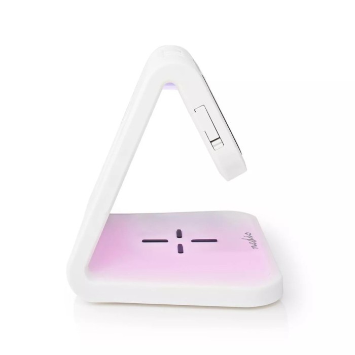 Ceas cu alarma Nedis incarcator wireless Qi lumina multicolora alb