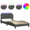 Cadru de pat cu LED fara saltea Hvar tesatura gri inchis 100x200 cm