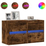 Cumpara ieftin Comoda TV de perete cu LED, 2 buc. stejar fumuriu, 41x31x45 cm