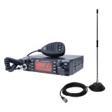 Pachet Statie radio CB PNI ESCORT HP 9001 PRO ASQ reglabil, AM-FM, 12V/24V, 4W + Antena CB PNI Extra 40 cu magnet, 30W, 26-30MHz
