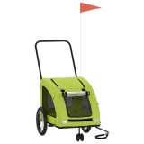 Cumpara ieftin Remorca de bicicleta animale companie, verde textil oxford/fier