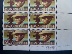 Cinematografie, SUA 1975, DW Griffith - regizor, producator, bloc 2x10, MHN foto