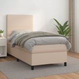vidaXL Pat box spring cu saltea, cappuccino, 80x200 cm piele ecologică 3142694