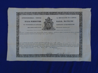 CONSTANTINUS TITULI , S. SILVESTRI IN CAPITE * DOCUMENT VECHI CATOLIC , 1846 foto