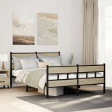 Cadru Pat Metalic vidaXL Stejar Sonoma 160x200 cm (fără saltea) Maro Suport Saltea Robust Spațiu Depozitare
