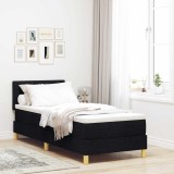 VidaXL Pat cu arcuri cu saltea cu headboard Negru 80 x 200 cm țesătură 3342473