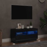 Cumpara ieftin Comodă TV cu lumini LED, negru extralucios, 80x35x40 cm