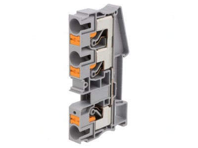 Conector &amp;Icirc;mbinare Șine 3 Borne Gri Push-in 0.5-16mm&amp;sup2; foto