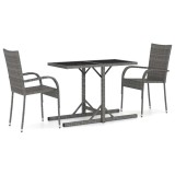 Cumpara ieftin Set mobilier de gradina, 3 piese, gri