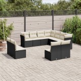 Cumpara ieftin Set canapele de grădină cu perne, 11 piese, negru, poliratan