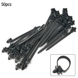Cumpara ieftin Set 50 bride negre 15 cm x 7 mm cu clips de fixare, coliere reglabile pentru cabluri
