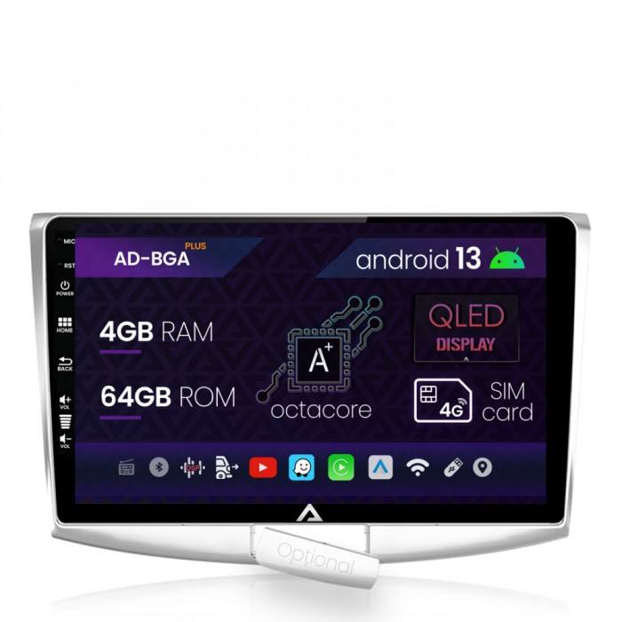 Navigatie Volkswagen Passat B6 B7 CC, Android 13, A-Octacore 4GB RAM + 64GB ROM, 10.1 Inch - AD-BGA10004+AD-BGRKIT025