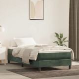 Cumpara ieftin Pat box spring cu saltea, verde &icirc;nchis, 90x190 cm, catifea
