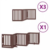 Cumpara ieftin Poarta caini pliabila cu usa 15 panouri maro 750 cm, lemn plop