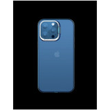 Husa de protectie pentru iPhone 14, cu suport metalic pentru camera, Bracket Series, Flippy, Protectie Antisoc, PC mat, silicon moale pe margini, Alba