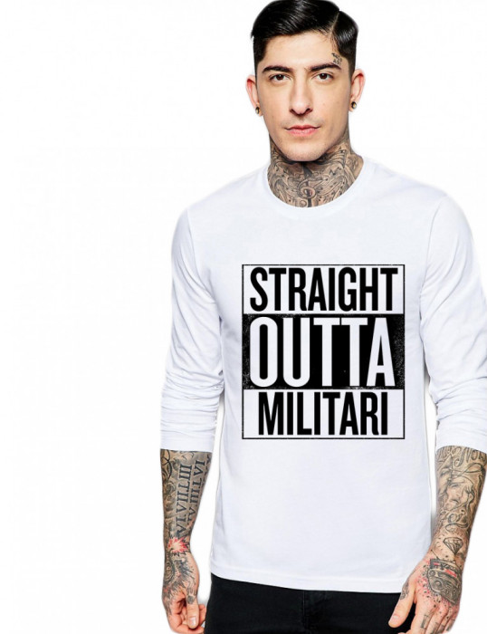 Bluza barbati alba - Straight Outta Militari - 2XL