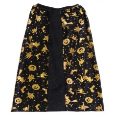 Pelerină Halloween, Model Dovleci, Lungime 70cm, Culoare Negru și Auriu, Material Sintetic