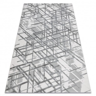 Covor acril VALS 8381 Linii spațial 3D gri , 80x300 cm foto