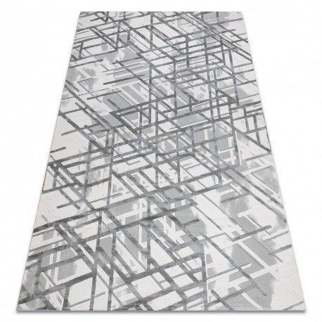 Covor acril VALS 8381 Linii spațial 3D gri , 80x300 cm