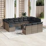 Cumpara ieftin Set mobilier de grădină cu perne, 14 piese, gri, poliratan