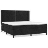 Cumpara ieftin Pat box spring cu saltea, negru, 180x200 cm, catifea