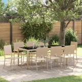 VidaXL Set de masă pentru grădină 9 pcs Bej 190 x 90 x 75 cm poliratan