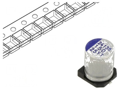 Condensator Hibrid SMD 150uF 25VDC &amp;Oslash;8x10mm, Temperaturi -55&amp;deg; p&amp;acirc;nă la 150&amp;deg;C, Toleranță &amp;plusmn;20% foto